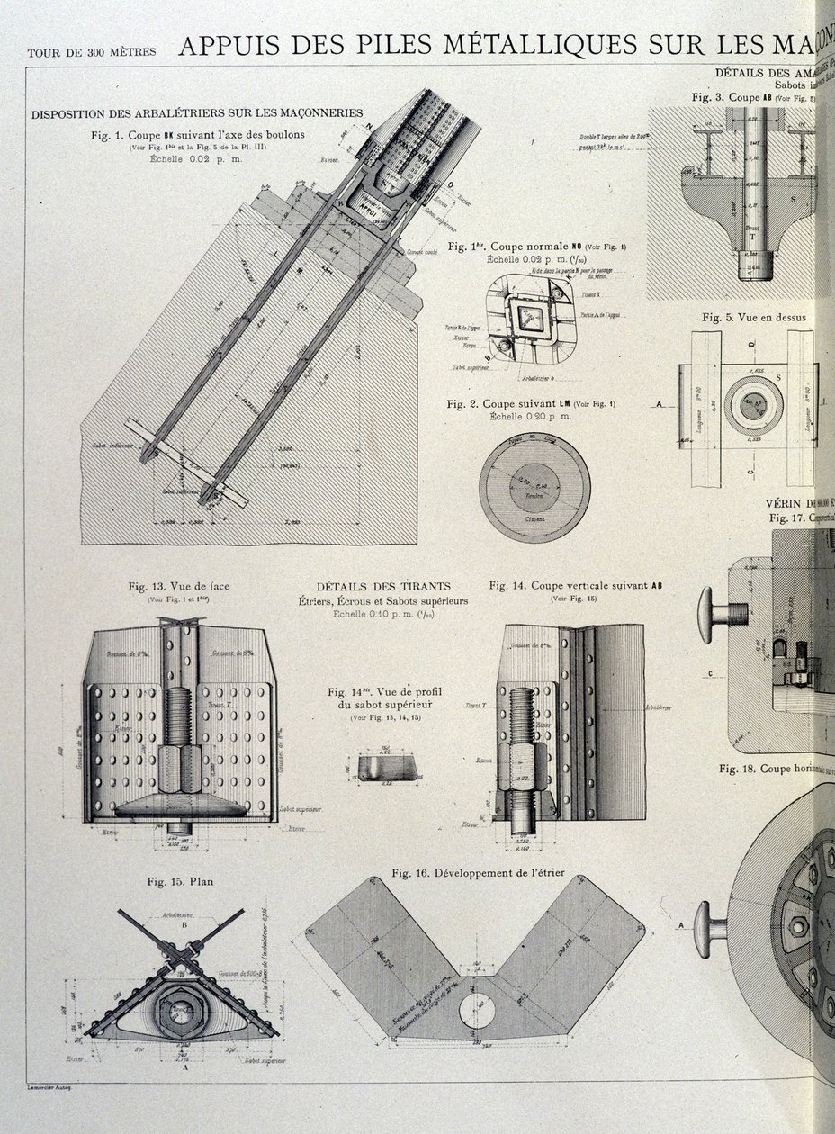 Metalen palen van de Eiffeltoren - industrieel ontwerp door Unknown artist
