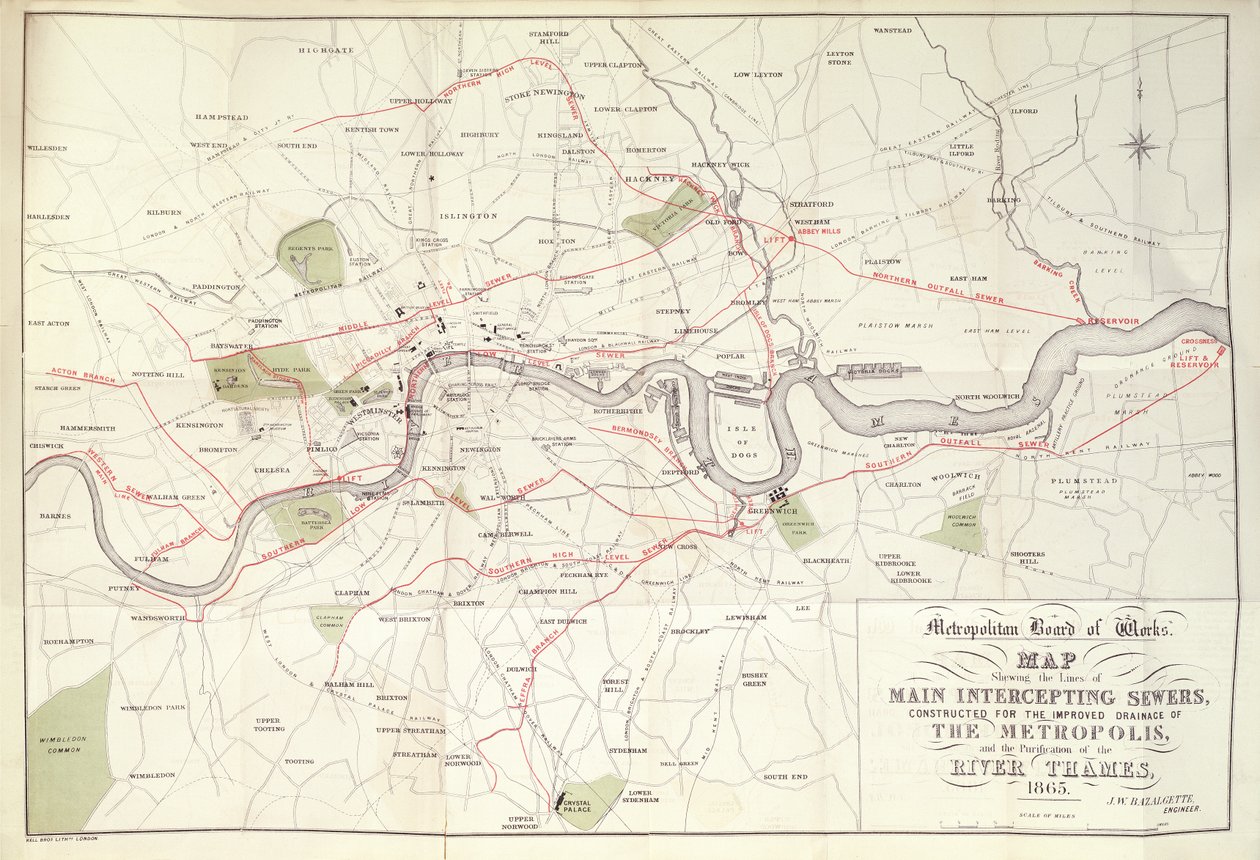 Metropolitan Board of Works kaart van Bazalgette