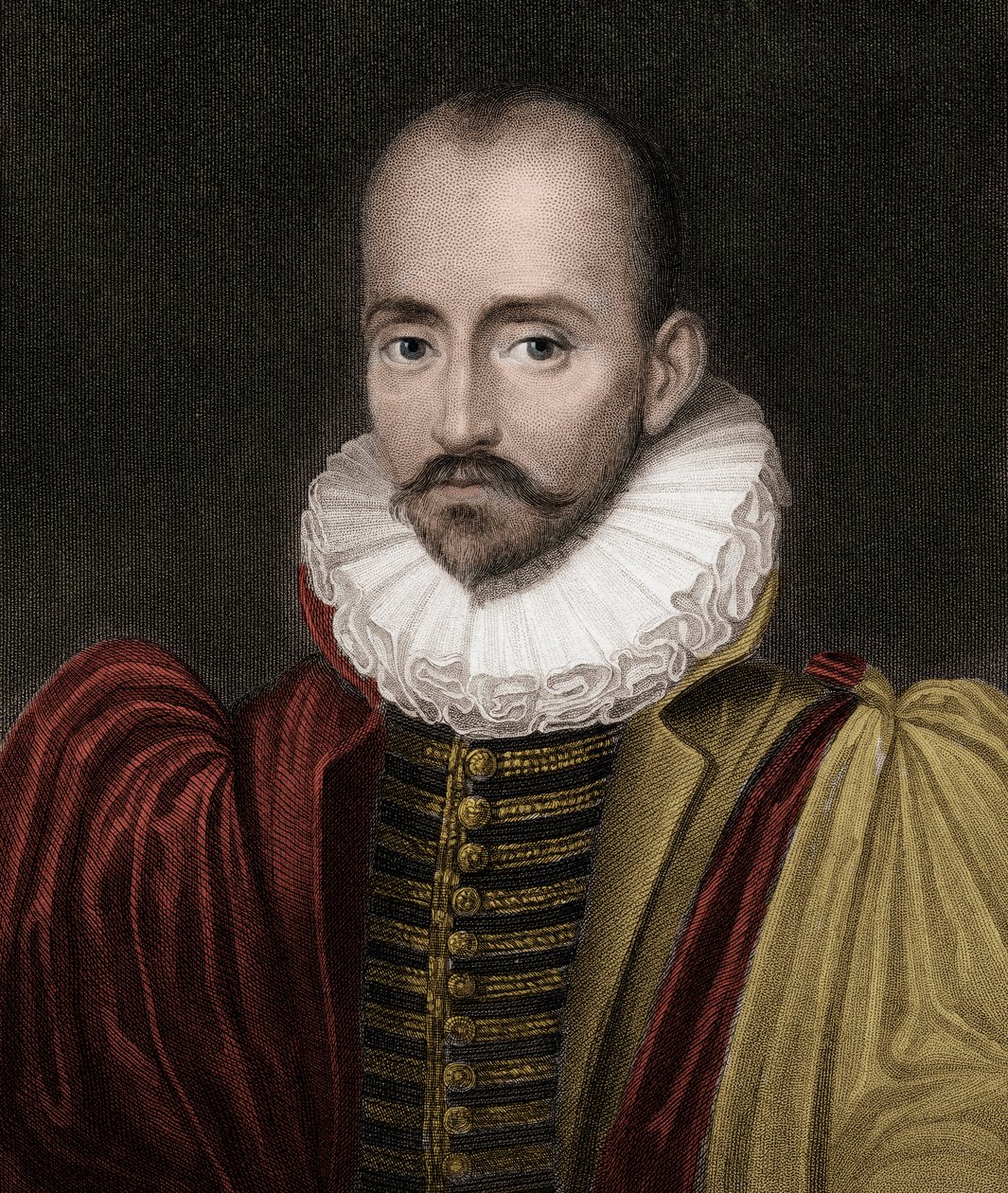 Michel Eyquem de Montaigne 1533-1592 - gravure - 19e eeuw door Unknown artist