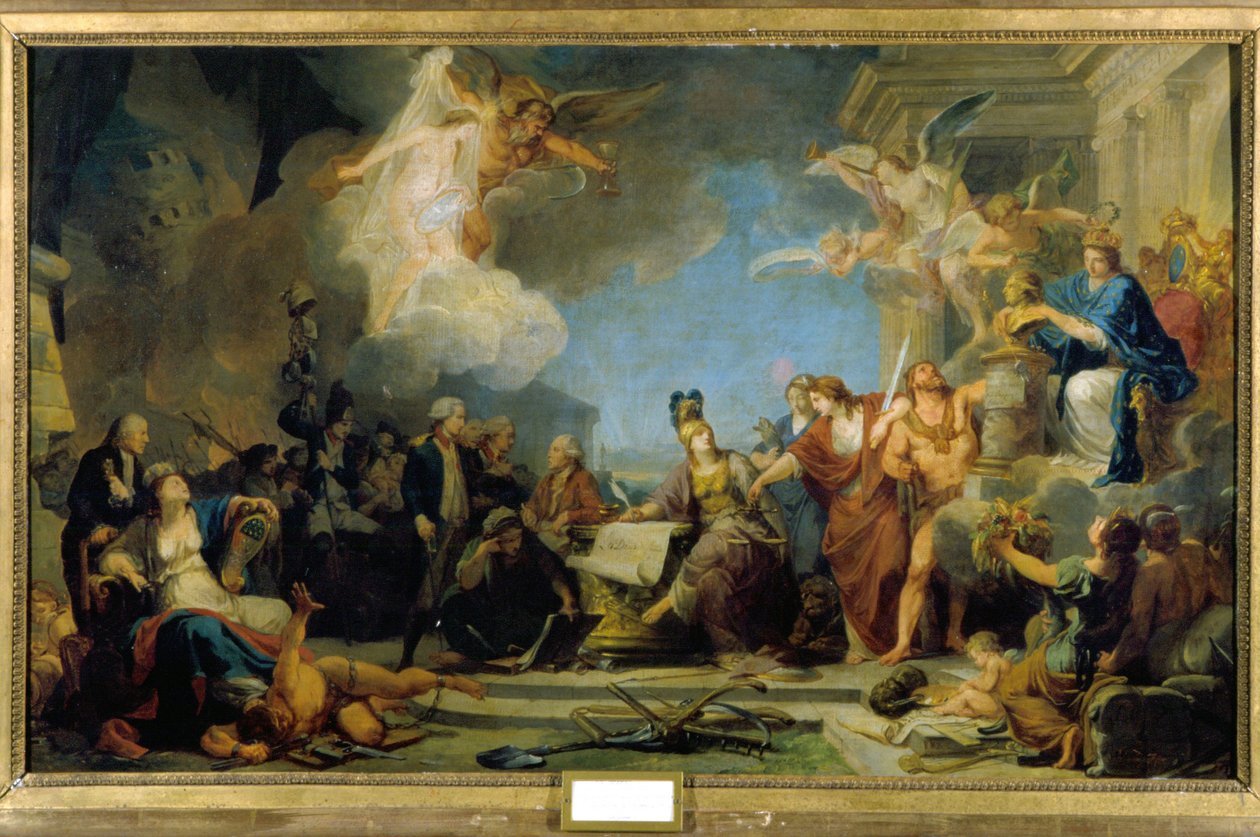 Minerve schrijft Mensenrechten door Unknown artist