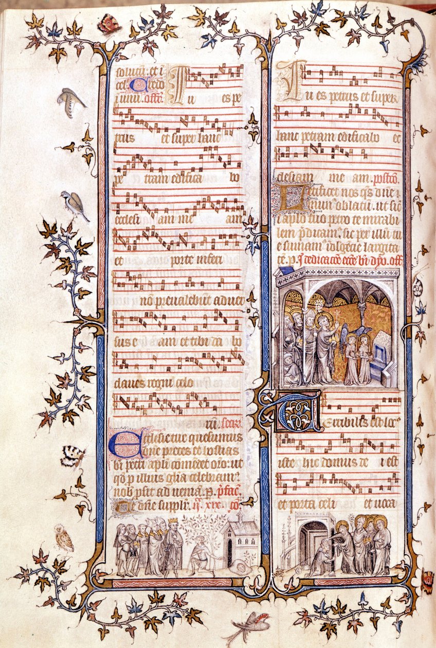 Missaal van Saint Denis, circa 1350. Miniatuur die Clotaire en Dagobert afbeeldt door Unknown artist