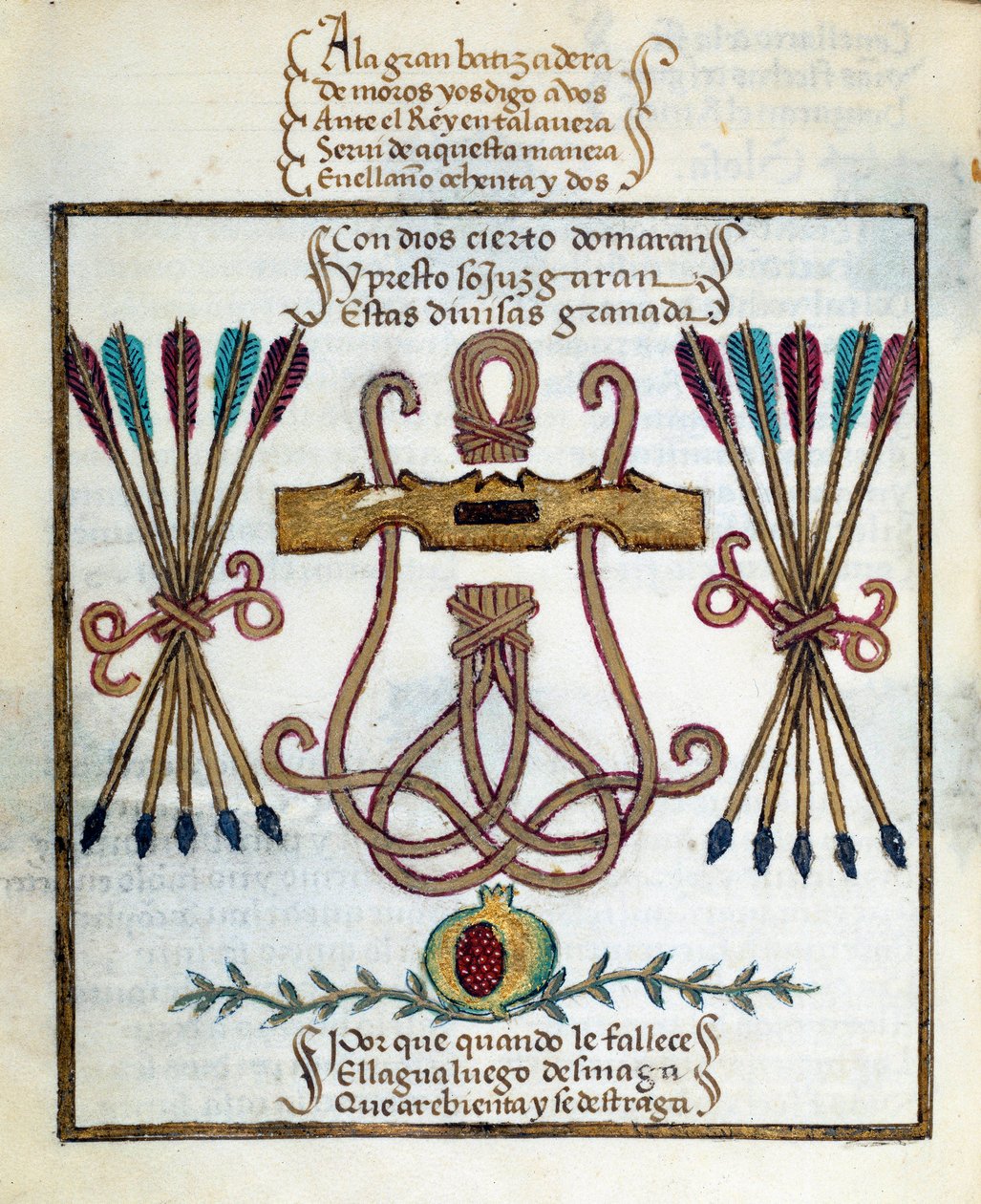 Motto van katholieke koningen. Embleem van katholieke koningen. Miniatuur in 