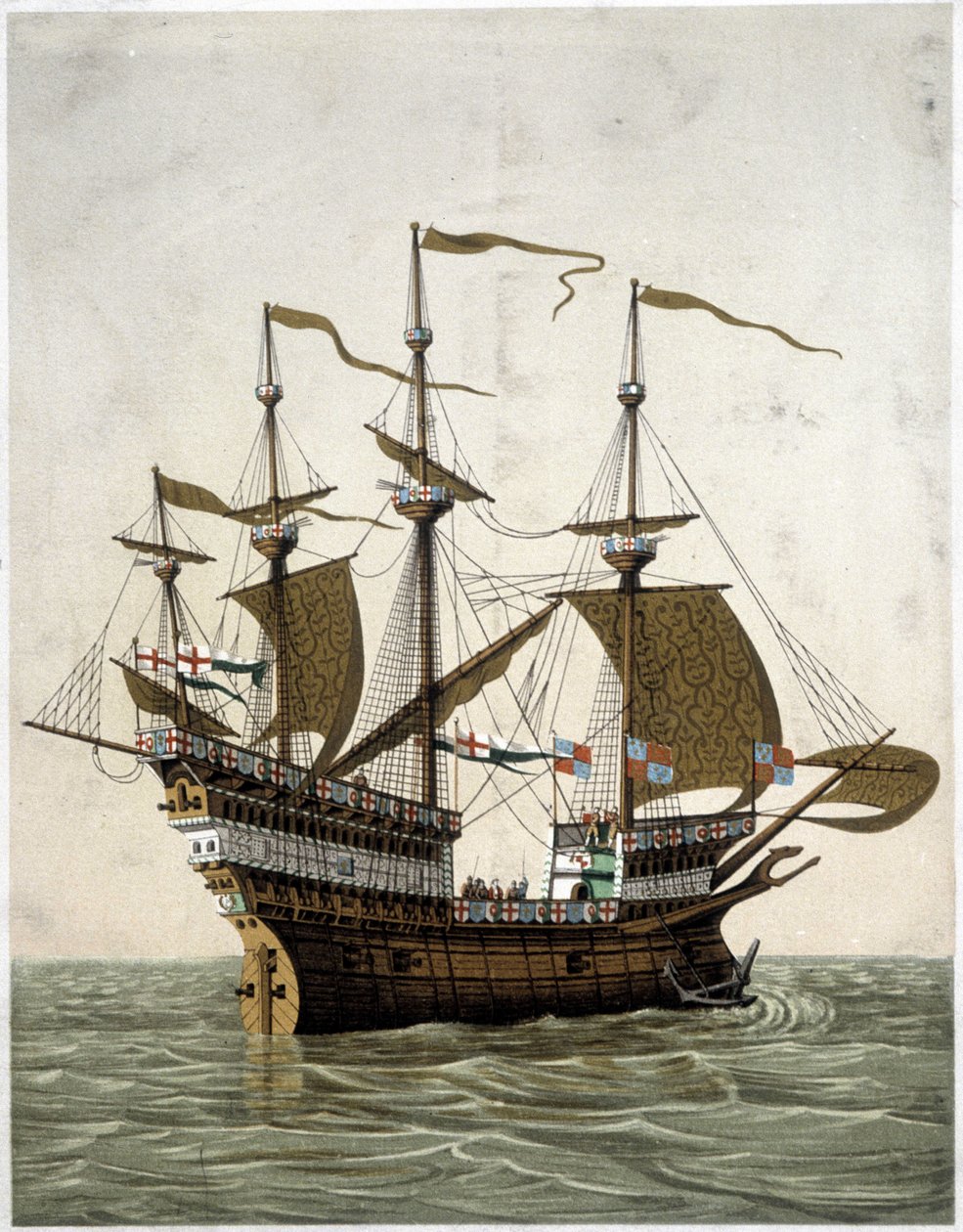 Schip van Hendrik VIII (1520) van Engeland - volgens J. Holbein door Unknown artist