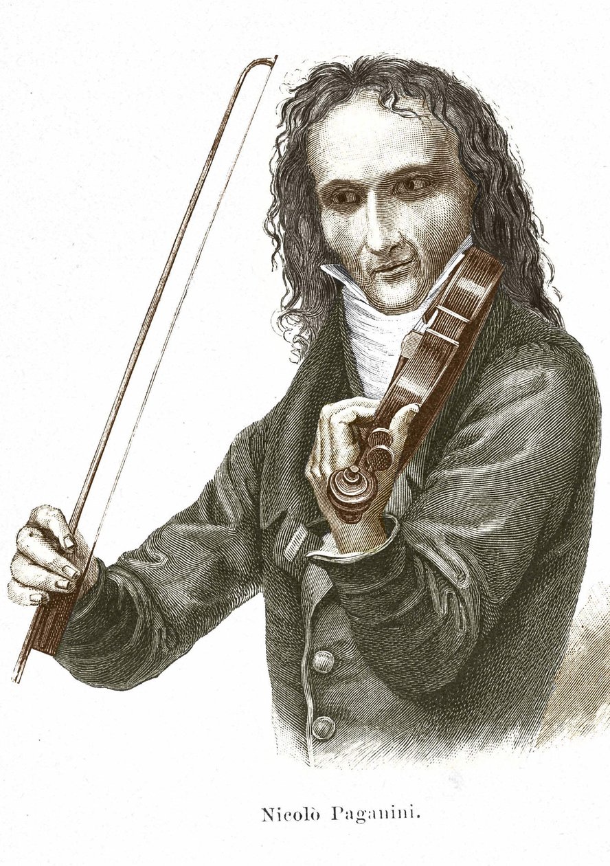 Niccolò Paganini (1782-1840) speelt op zijn Stradivarius (viool gemaakt door de Italiaanse vioolbouwer Antonio Stradivari) door Unknown artist