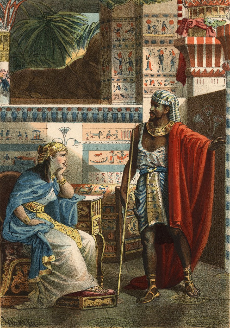 Nitocris, volgens Manethon, de laatste koningin van Egypte van de VI dynastie. Gravure uit 1881 in "El Culto de la Hermosura" door Juan Justo Huguet, Molinas Hermanos uitgevers door Unknown artist