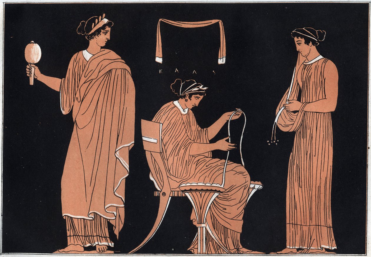Odyssee van Homerus: Penelope en haar dienaren - gravure uit Usi e Costumi di Tutti i Popoli dell