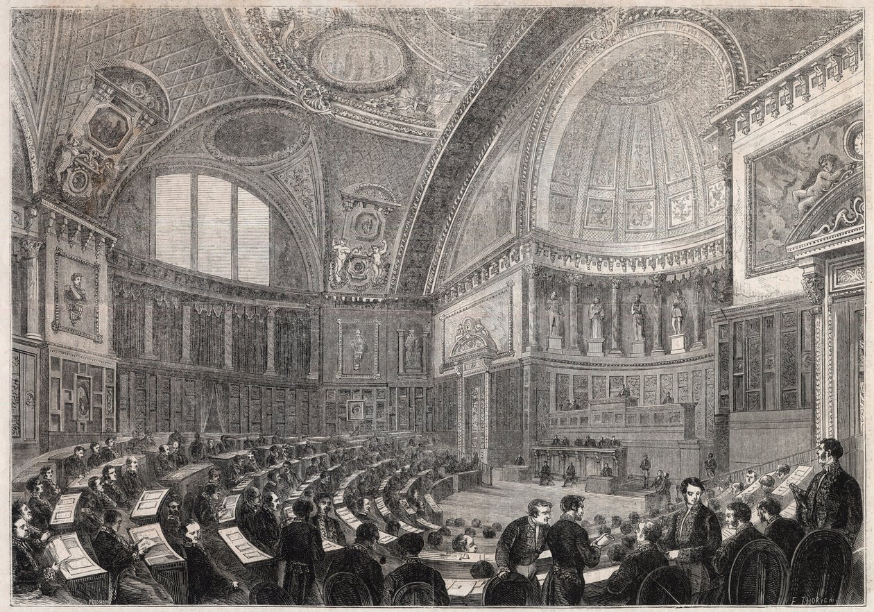 Opening van de zitting van de Senaat en toelating van Generaal Charles Cousin Montauban (1796-1878), Burggraaf de la Gueronniere et de Forcade, 2 december door Unknown artist