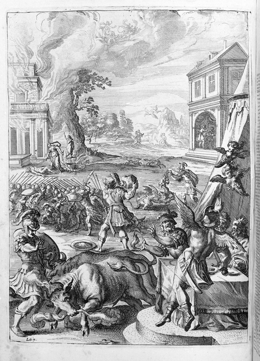 Ovidius - illustratie voor boek 15 - (P. Ovidii Nasonis Metamorphose libri XV met notities van TH. Farnabii.) notitie door Thomas Farnaby (Farnabia) (1575-1647) door Unknown artist
