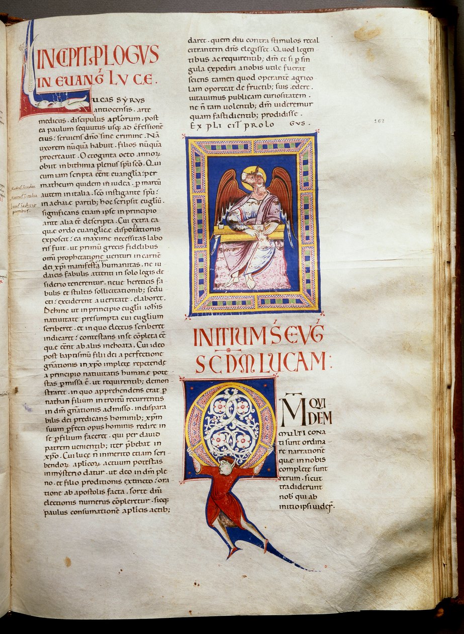 Pagina van een verluchte bijbel (Ms.723-Foglio 162r) uit het begin van de 12e eeuw door Unknown artist