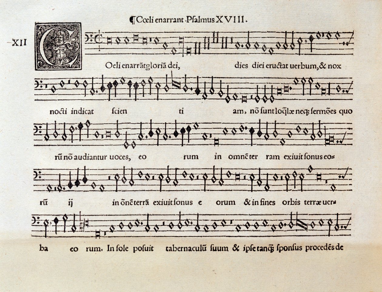 Pagina van bladmuziek van Coeli enarrant psalm XVIII door Willaert (1538) door Unknown artist
