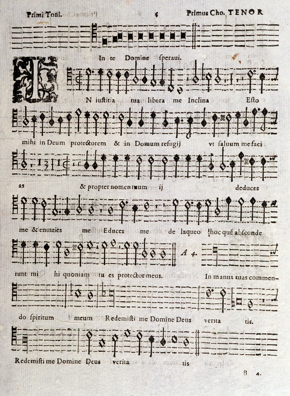 Pagina van de partituur van Psalmen (op 16) door Ludovico Viadana door Unknown artist