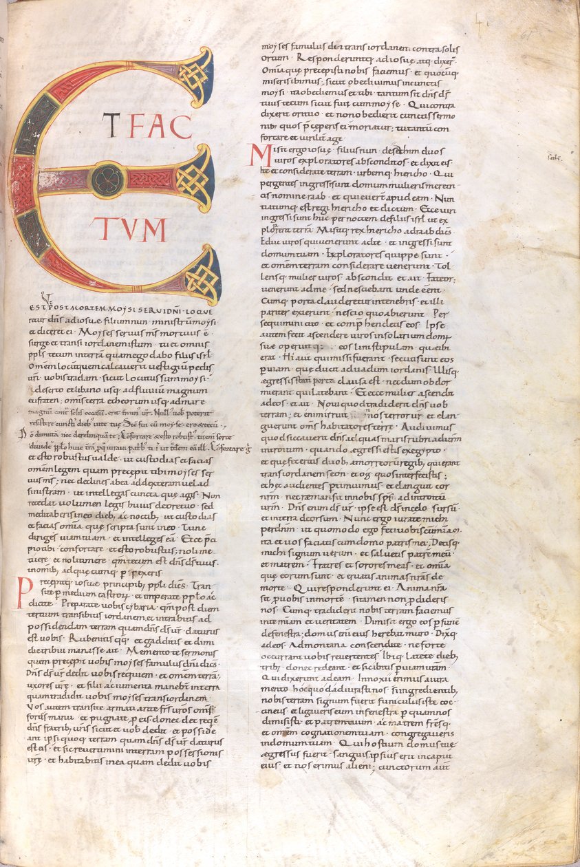 Bladzijde met kapitalen "Et Factotum," 11e eeuw (miniatuur, vliezig handschrift) door Unknown artist