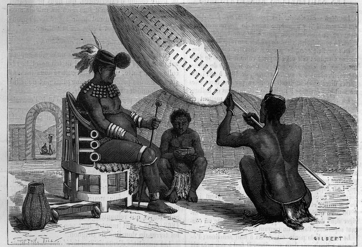 Panda, late koning van de Zulu. Gravure in 