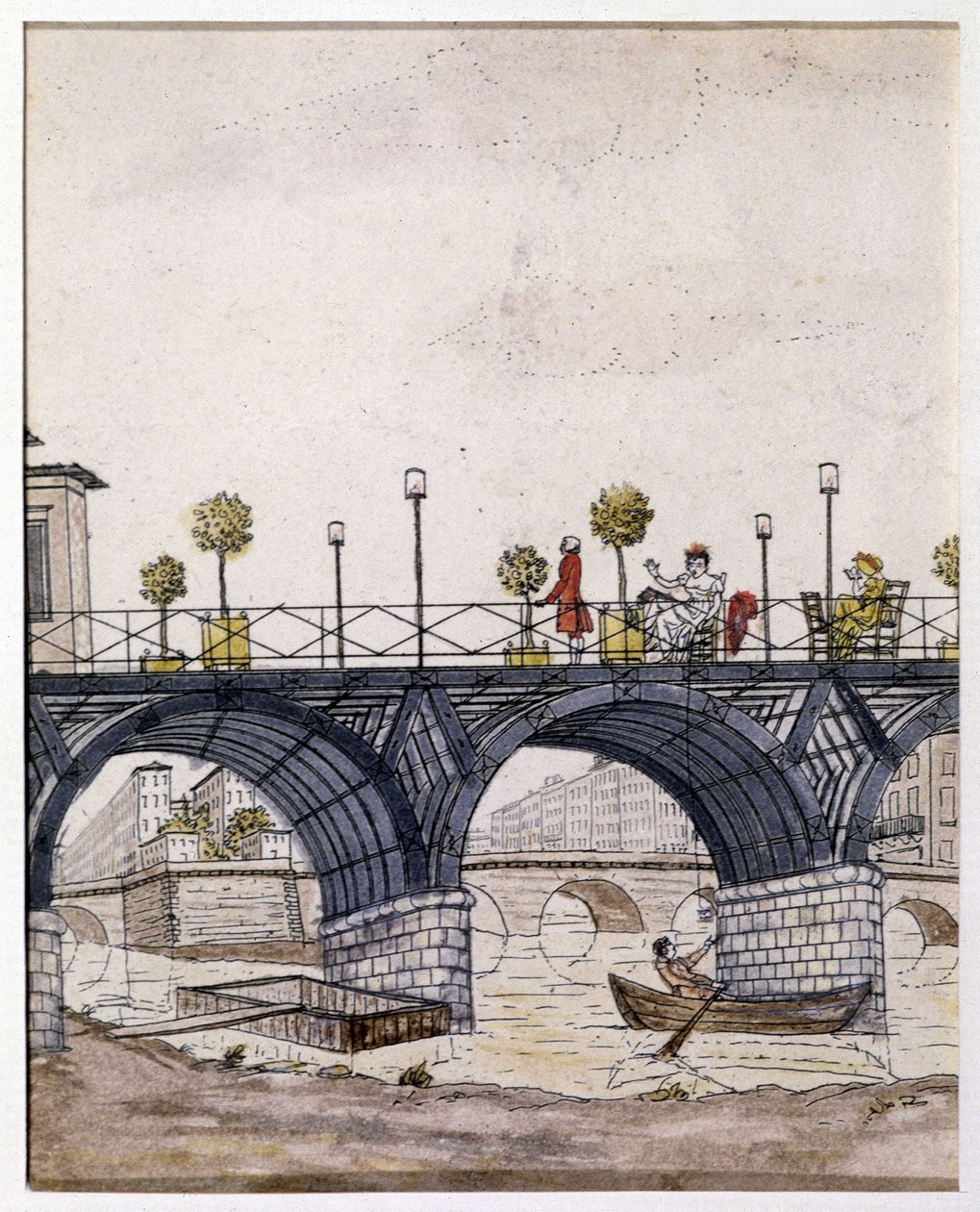 Parijs: De Pont des Arts, in de 19e eeuw door Unknown artist