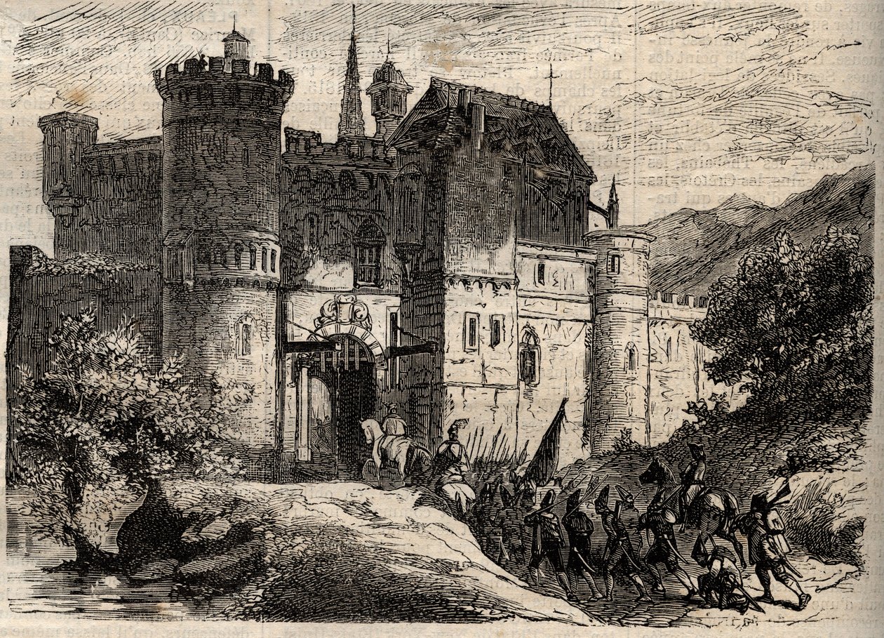 Pascal Paoli, bevrijder van Corsica - Pascal Paoli (1725-1807), bevrijder van Corsica betreedt Bastia - gravure in 