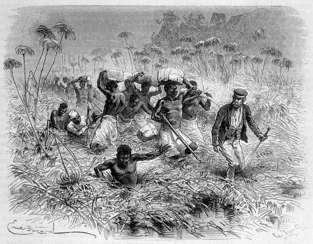 Doorgang van de Chisera door Livingstone en zijn dragers - 