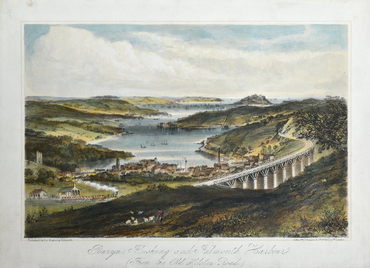 Penryn, Flushing en Falmouth Havens (vanaf de Old Helton Road), ca. 1860-80 door Unknown artist