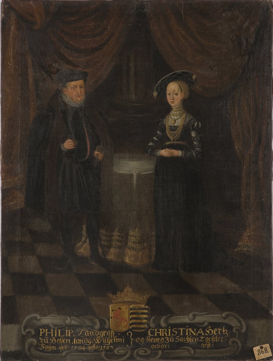 Portret van Filips I van Hessen en Christine van Saksen door Unknown artist