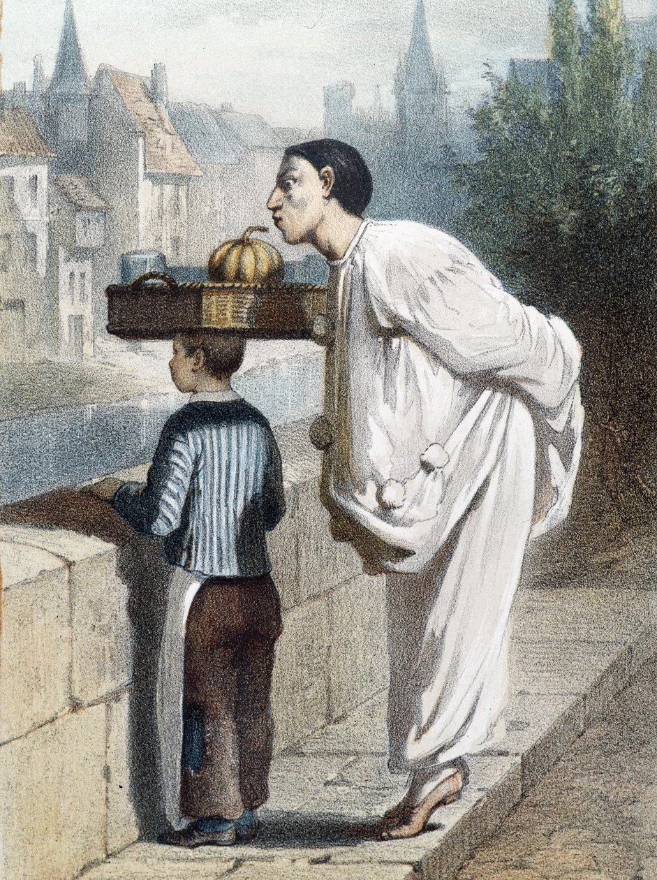 Pierrot ruikt aan een vrucht door Unknown artist