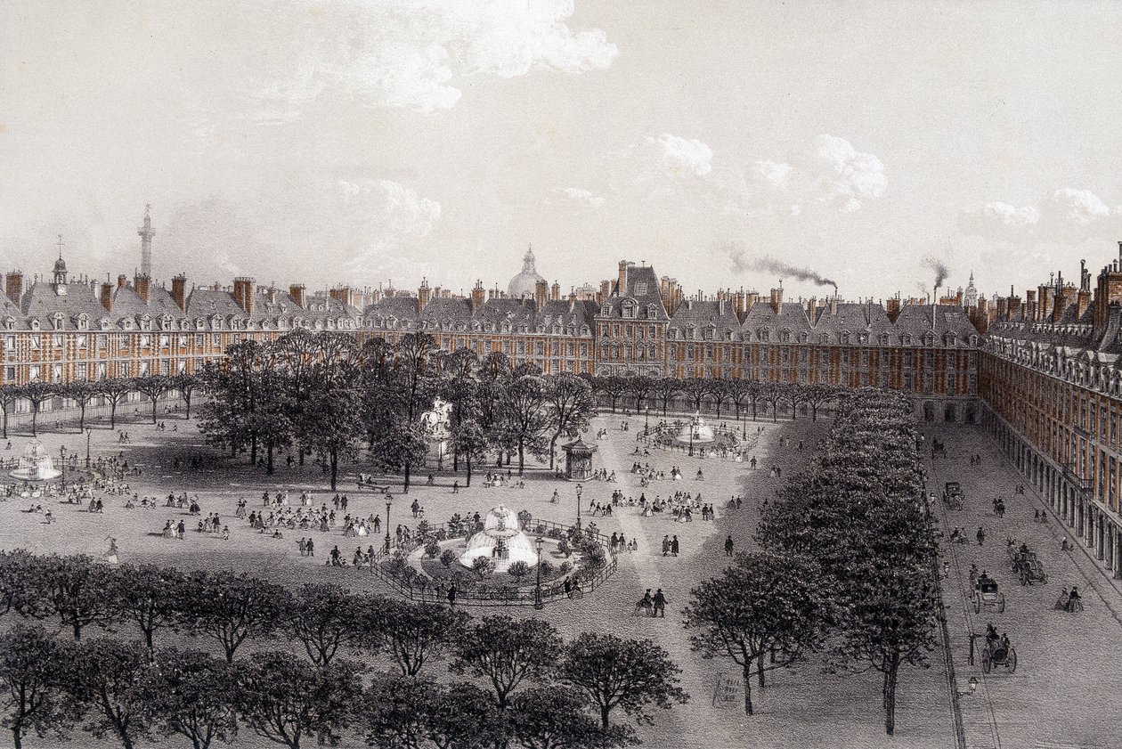 Place Royale (nu Place des Vosges) in Parijs aan het einde van de 19e eeuw door Unknown artist