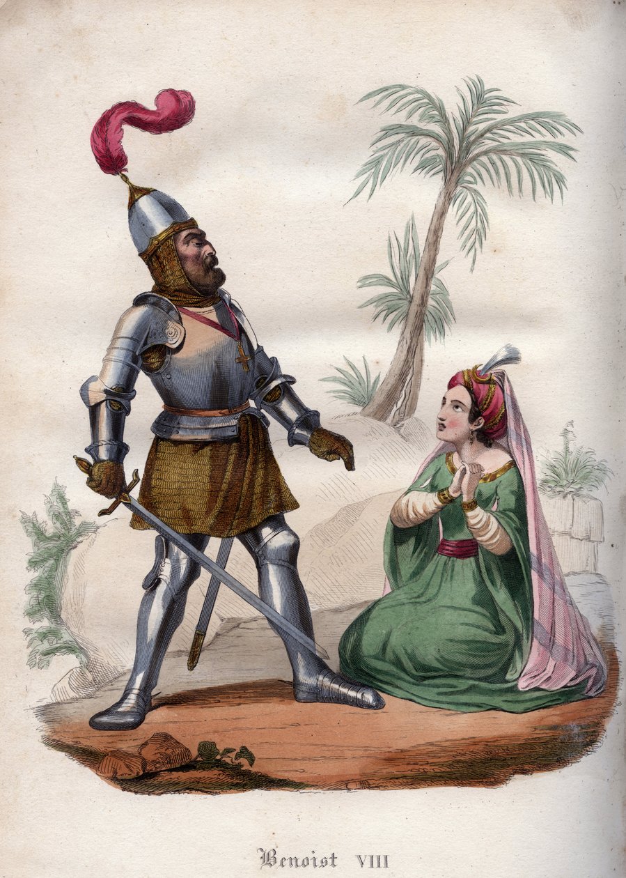 Paus Benedictus VIII (1012-1024) verslaat de Saracenen in 1016. door Unknown artist