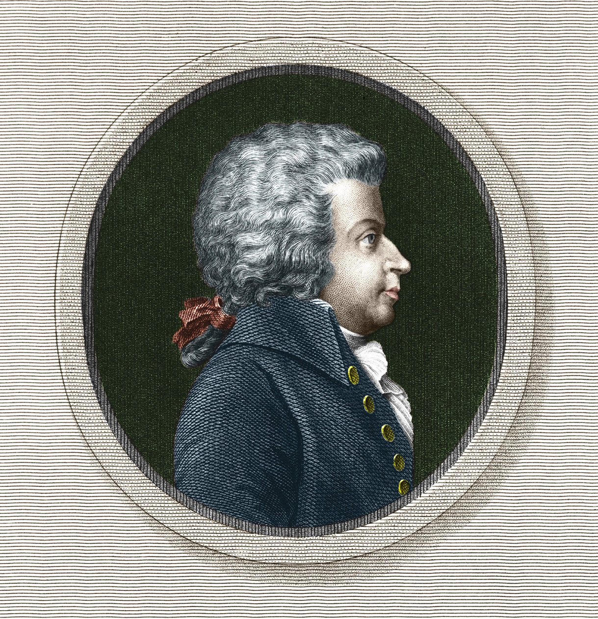 Portret van Wolfgang Amadeus Mozart (1756-1791) - gravure 19e eeuw door Unknown artist