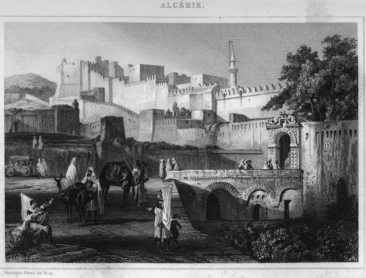 Porte Bab-Azoun in Algiers, een fort bezet door de divisie van Escars tijdens de verovering van Algerije door Frankrijk in 1830, in 