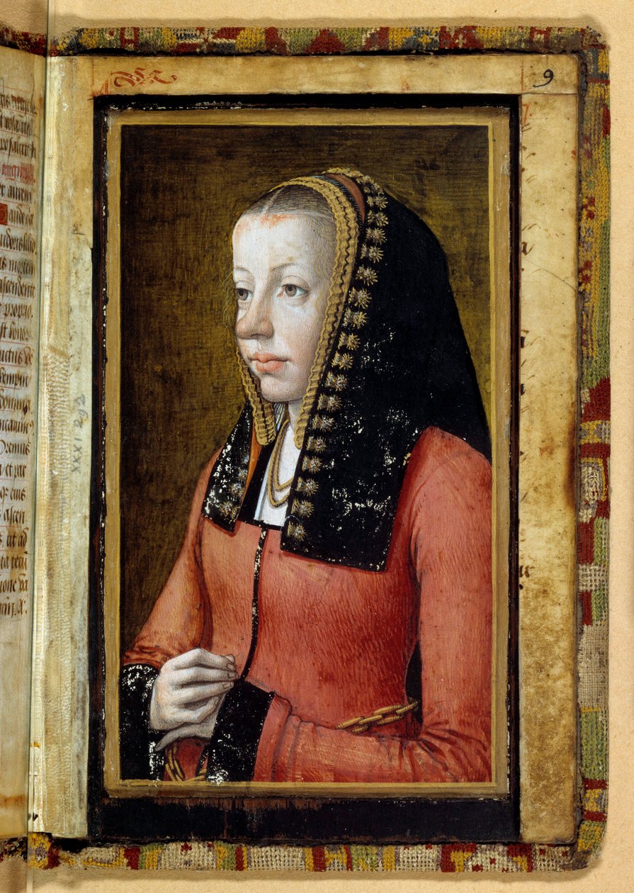 Portret vermoedelijk van Anna van Bretagne (1477-1514) Koningin van Frankrijk. Miniatuur, fragment van getijdenboek. Anoniem door Unknown artist