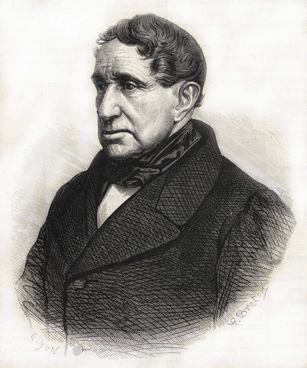 Portret van Achille Léonce Victor Charles de Broglie (1785 - 1870), hertog van Broglie. Gravure uit de 19e eeuw door Unknown artist