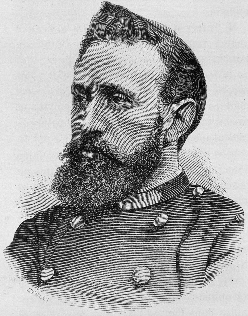 Portret van Adolphe Alphonse Assi (1840 - 1886). Gravure van het einde van de 19e eeuw in 