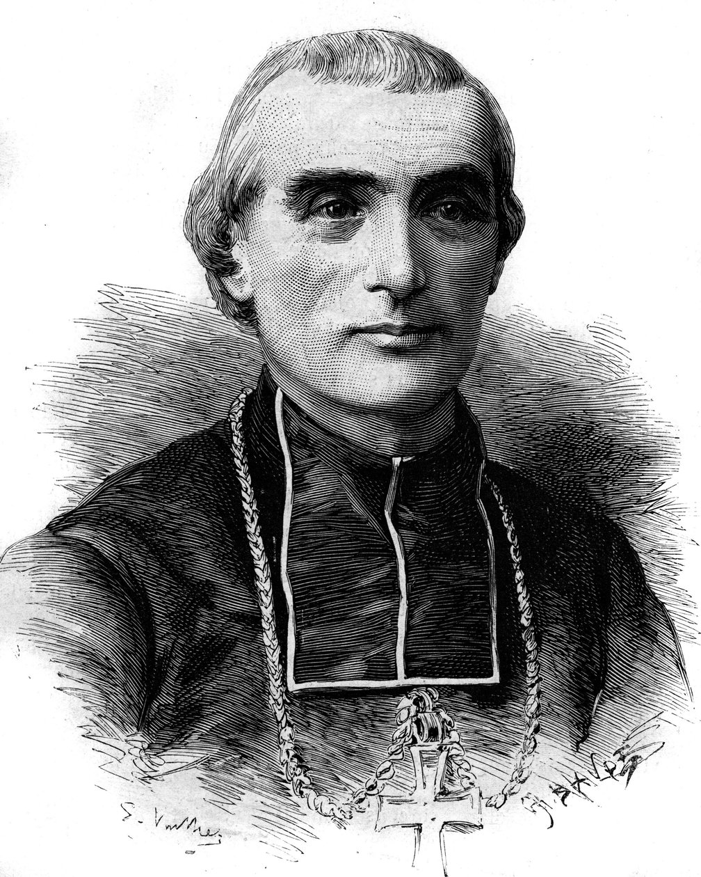 Portret van Adolphe Perraud (1828-1906), Franse kerkman en academicus. Gravure in 