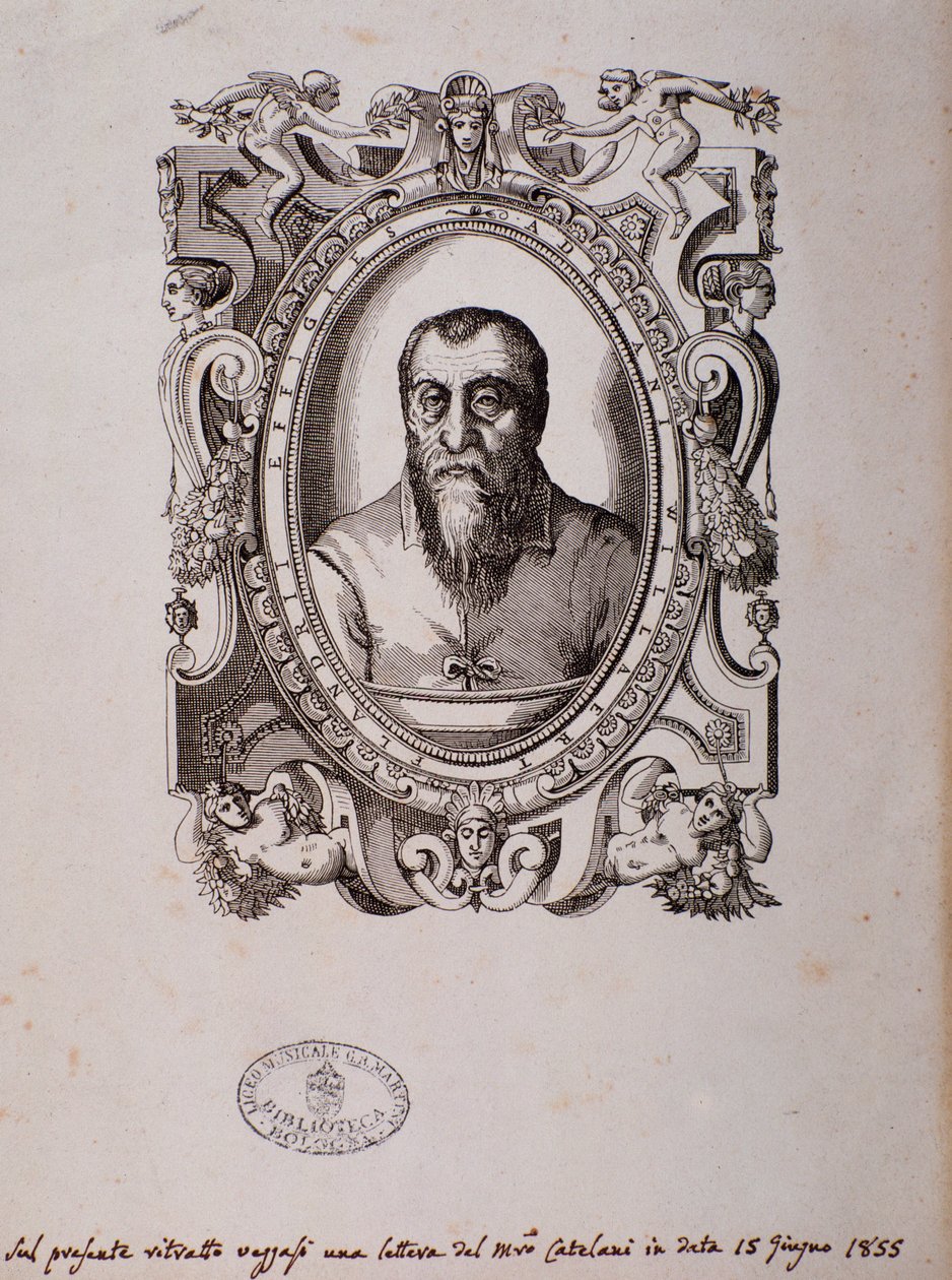 Portret van Adrian Willaert (houtsnede) door Unknown artist