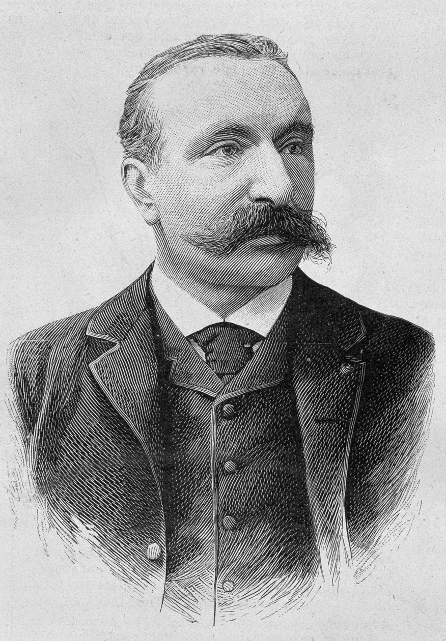 Portret van Albert Sorel (1842 - 1906). Gravure van het einde van de 19e eeuw in 