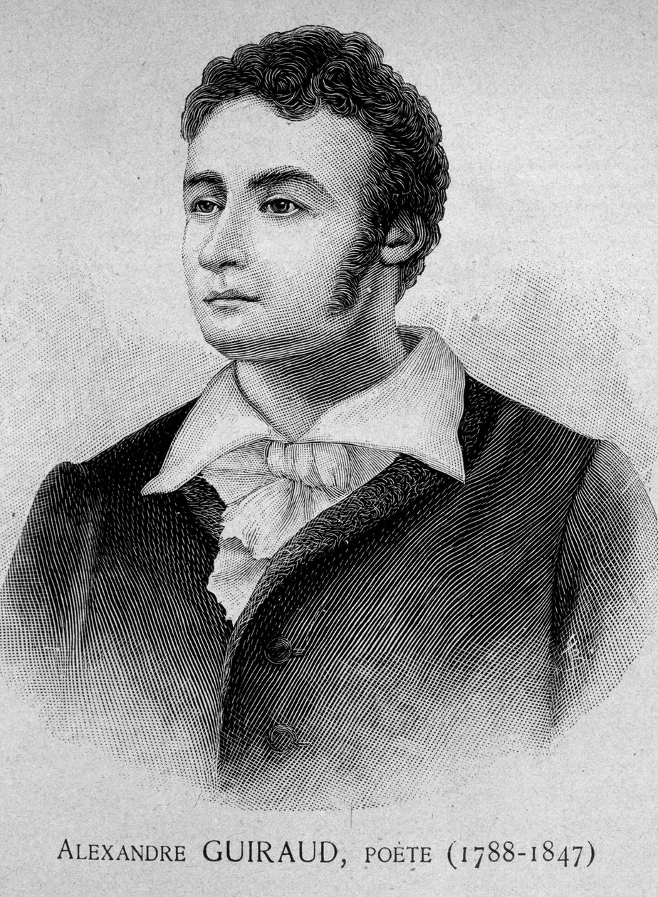 Portret van Alexandre Guiraud, dichter (1788-1847) - gravure 19e eeuw door Unknown artist