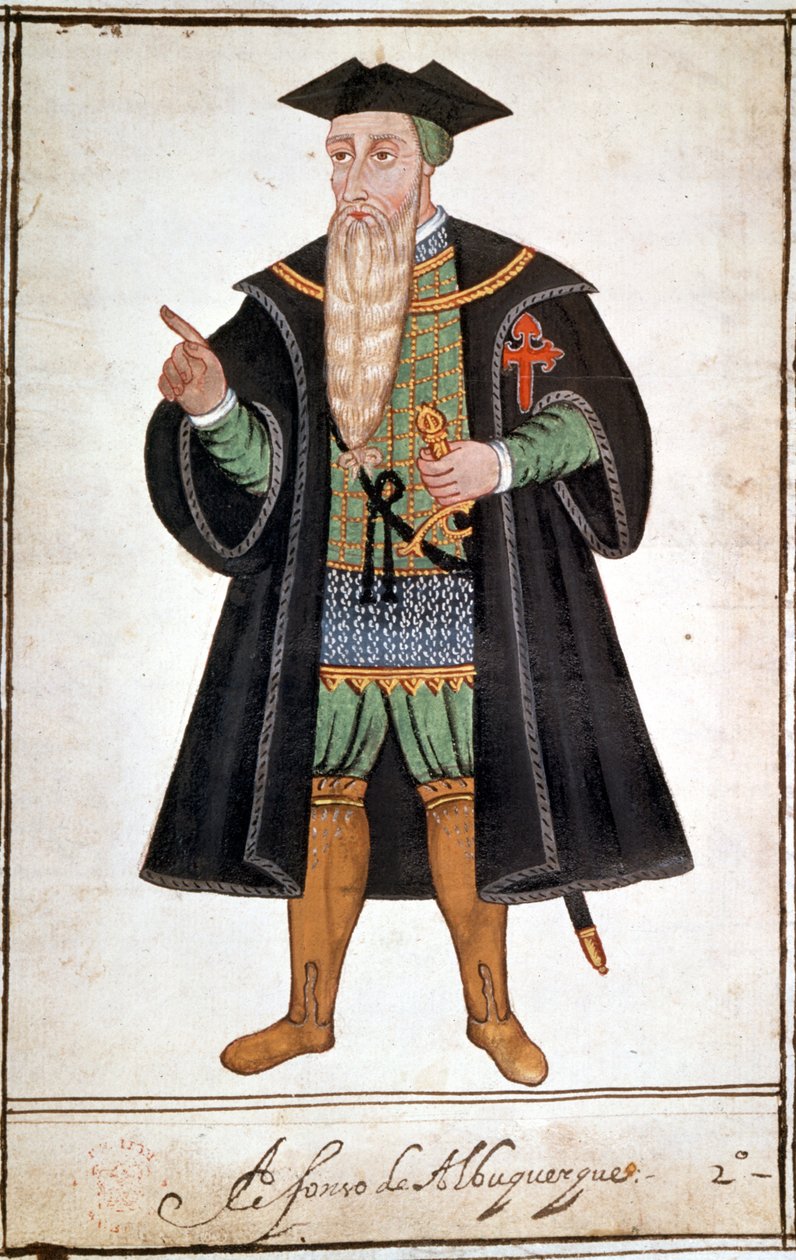 Portret van Alphonse (Alfonso of Afonso) door Albuquerque (1453 - 1515). Manuscript door Pedro Varretto de Resenda. 16e eeuw. door Unknown artist