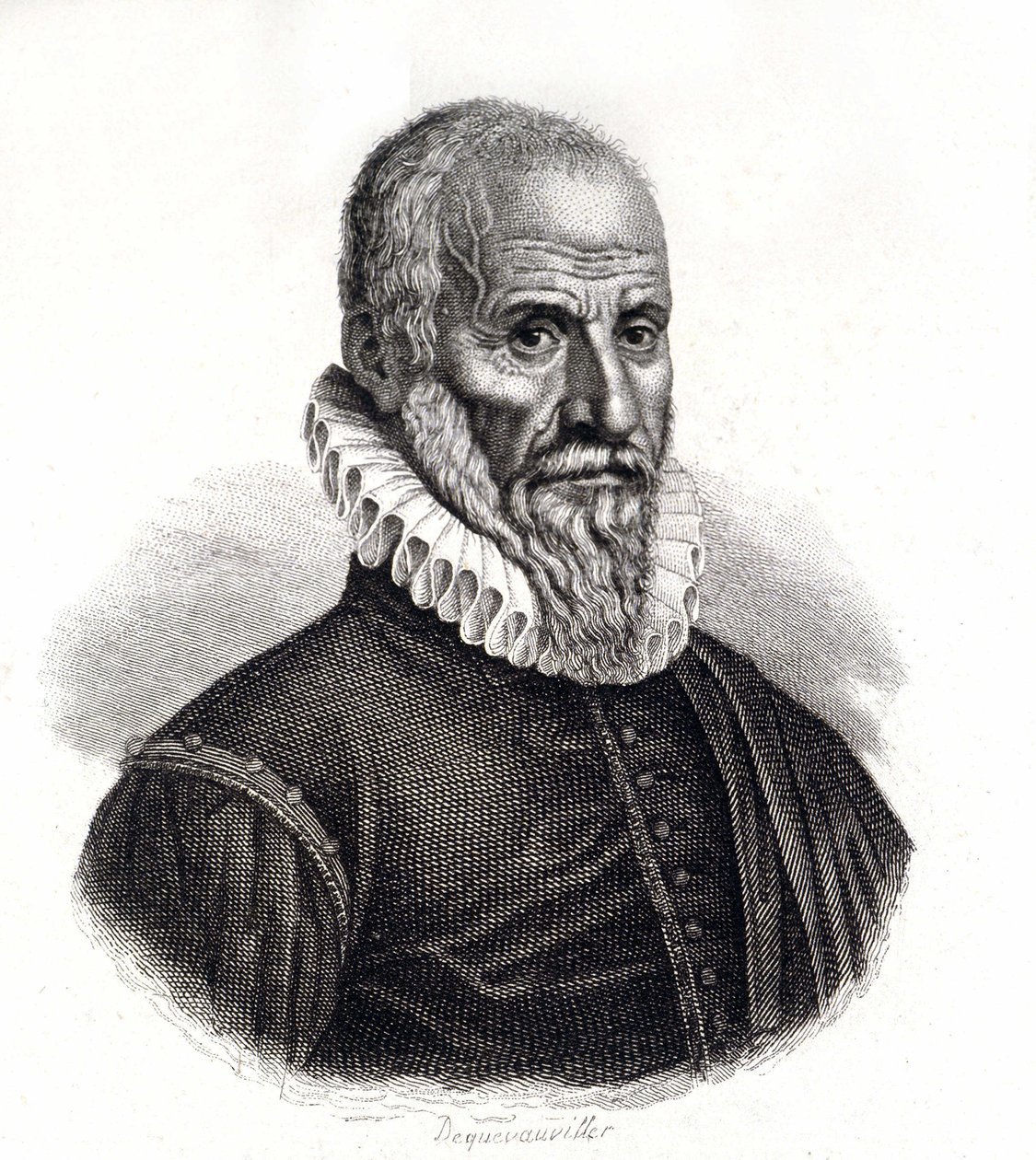 Portret van Ambroise Pare (1509-1590), Franse chirurg - gravure uit de 19e eeuw door Unknown artist