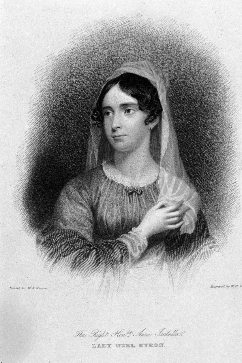 Portret van Anne Isabelle Noel Byron (1792-1860), vrouw van dichter George Gordon Byron. Gravure door Unknown artist