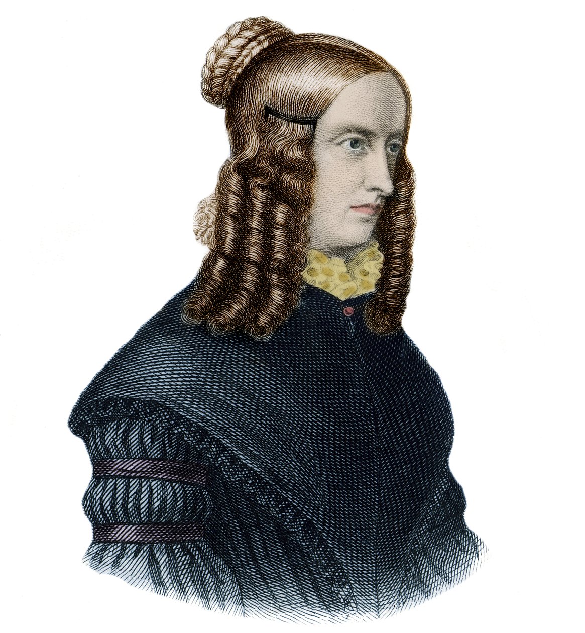 Portret van Annette von Droste-Hülshoff, Engelse schrijfster en dichteres door Unknown artist