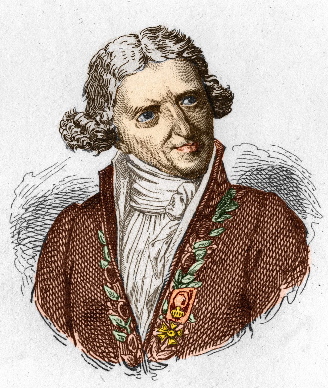 Portret van Antoine Augustin Parmentier (1737 - 1813), Franse militaire apotheker en agronoom. Gravure uit 1845 door Unknown artist