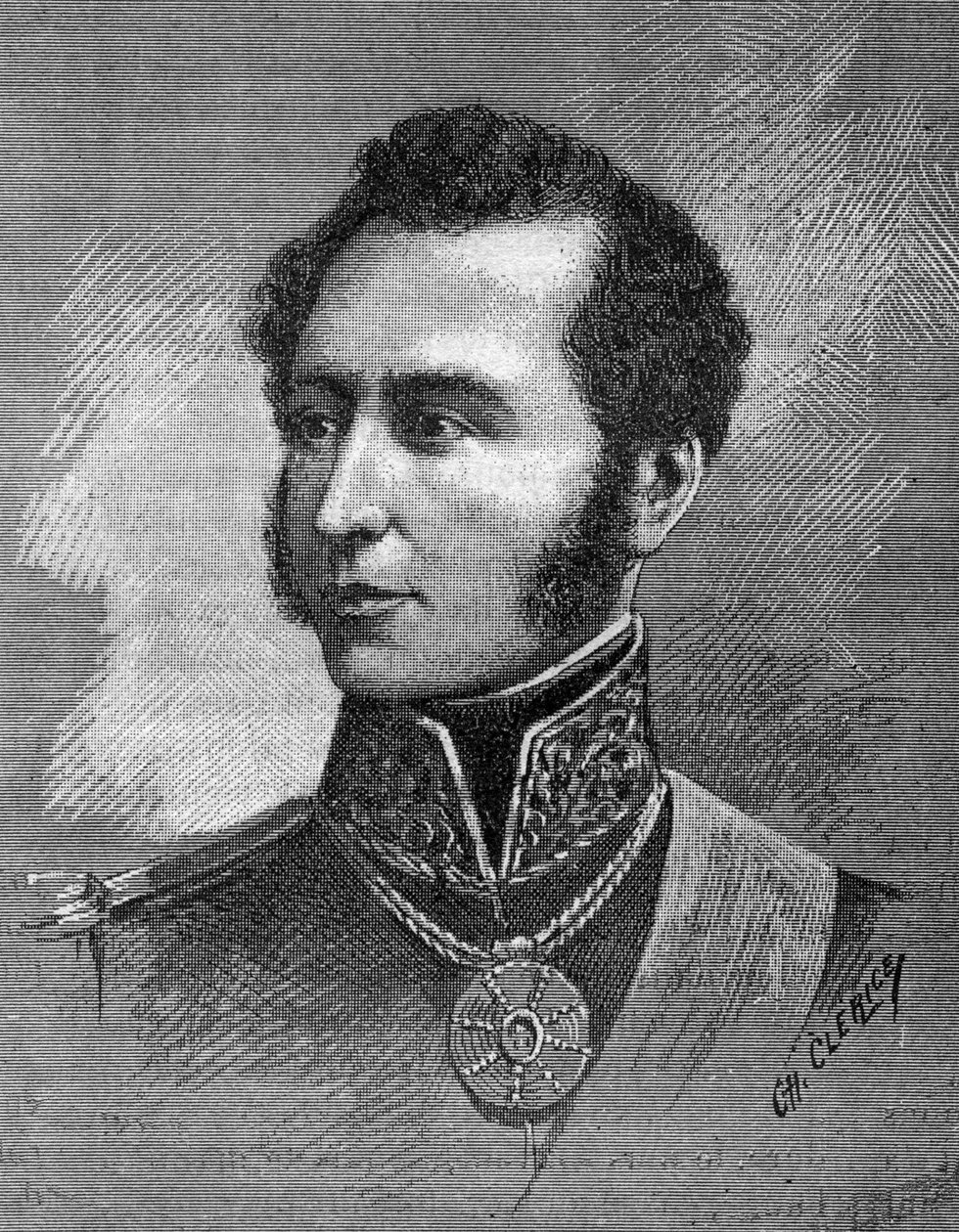 Portret van Antonio Jose de Sucre (1795-1830) - Venezolaans onafhankelijkheidsleider - gravure door Unknown artist