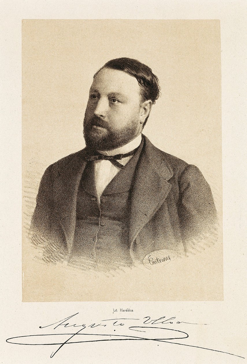 Portret van Augusto Ulloa (1823-1879), Spaanse politicus. Gravure Madrid, Nationale Bibliotheek. door Unknown artist
