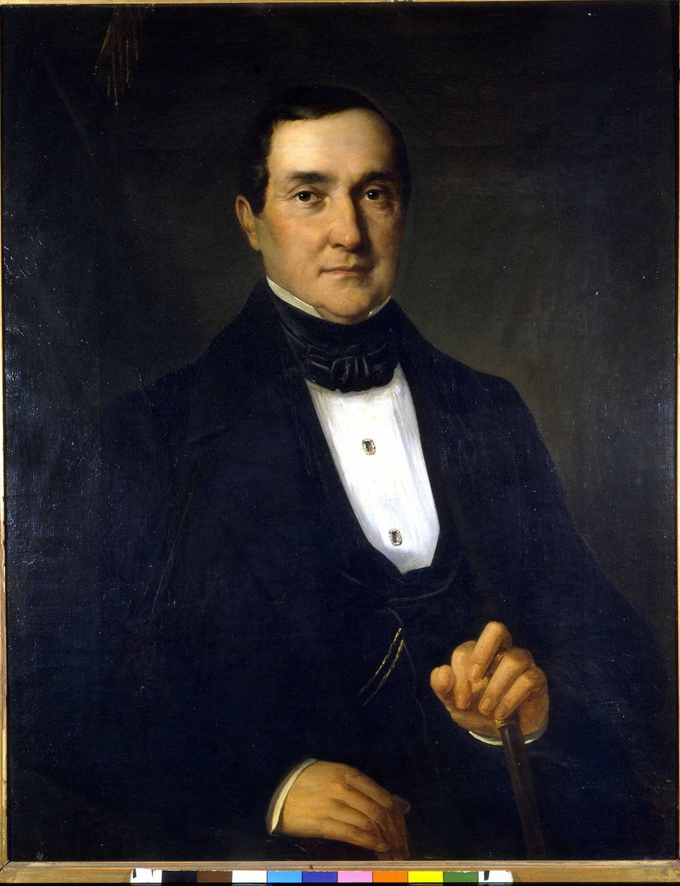 Portret van Bartolomeo Merelli (1793-1879), eerste directeur van de Scala. Anoniem schilderij uit de 19e eeuw. door Unknown artist