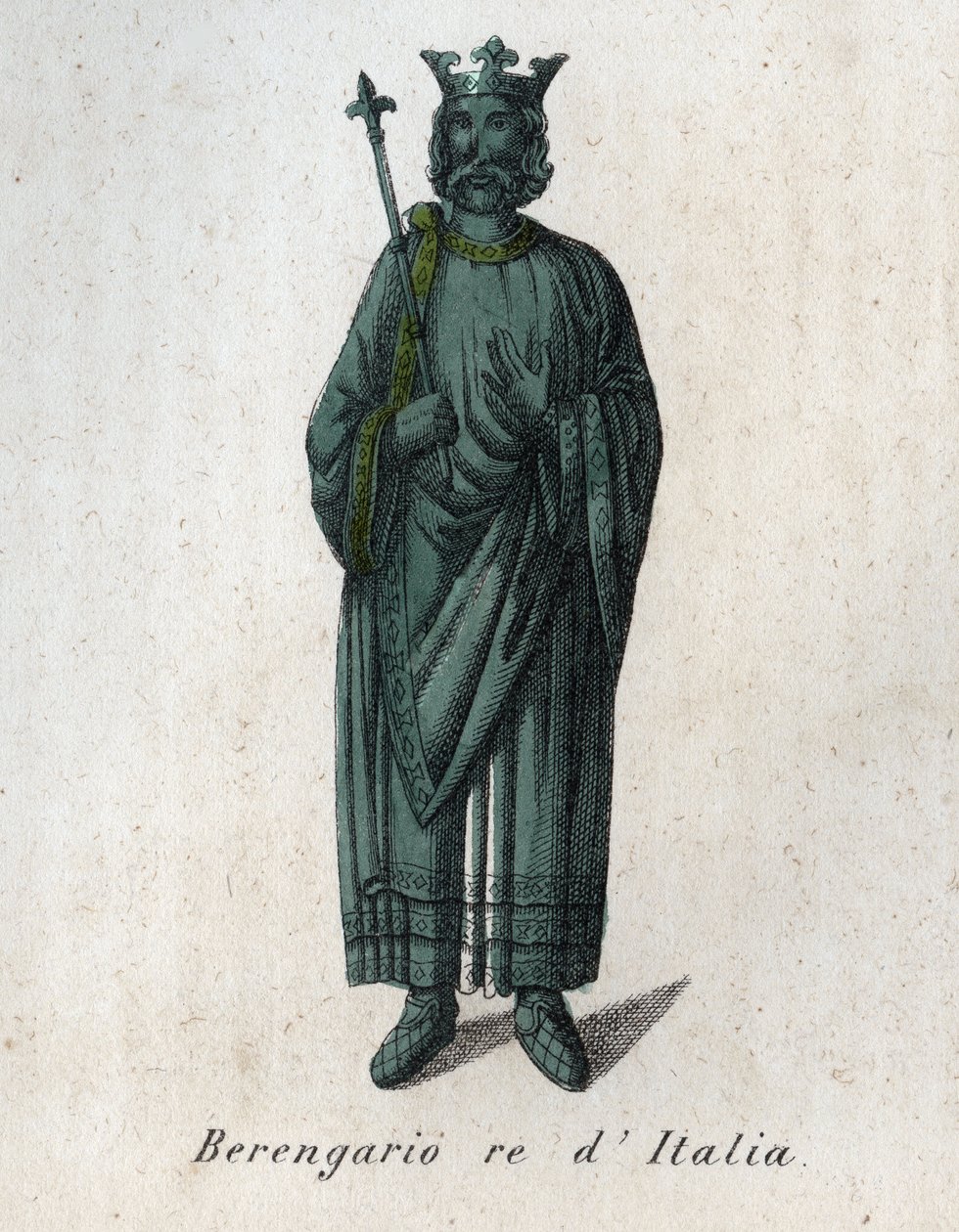 Portret van Berengarius II koning van Italië (900-966) - Berengarius II of Berengarius van Ivrea - gravure uit 