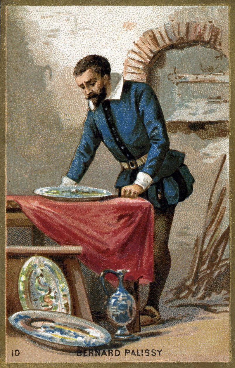 Portret van Bernard Palissy (1510-1589). Chromolithografie eind 19e eeuw. door Unknown artist