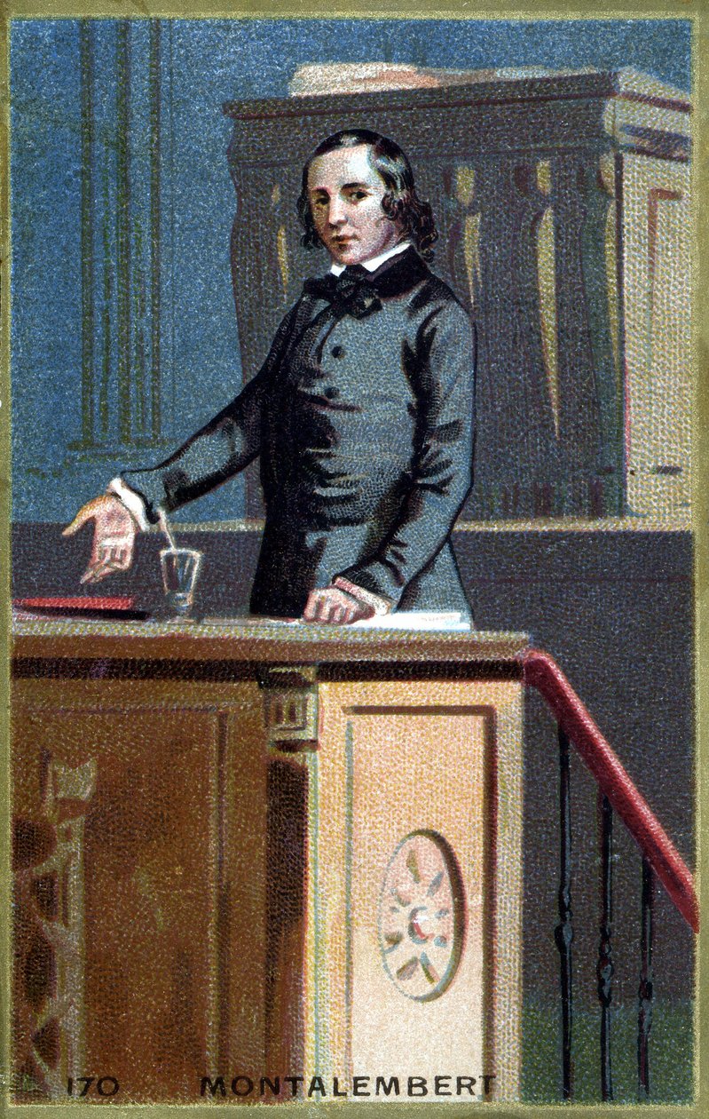 Portret van Charles Forbes, Graaf van Montalembert (1810 - 1870), Franse journalist en politicus. Chromolithografie van het einde van de 19e eeuw door Unknown artist