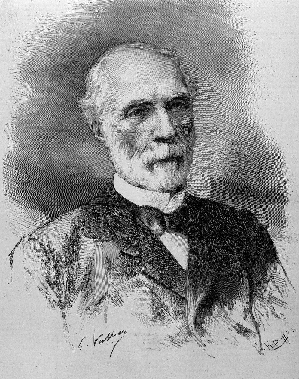 Portret van Charles de Freycinet (1828 - 1923), voorzitter van de Raad van Ministers. Gravure van de 19e eeuw door Unknown artist