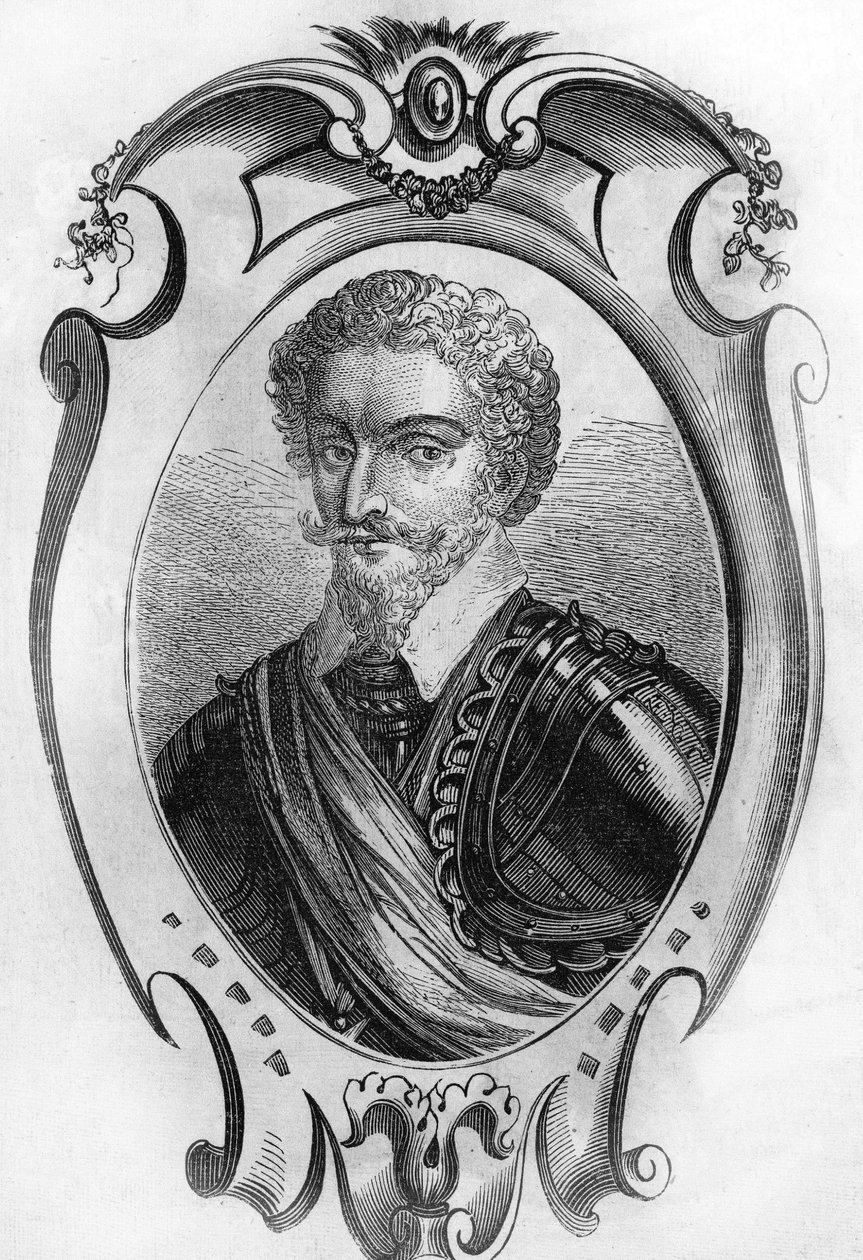 Portret van Charles de Gontaut, Baron, later Hertog van Biron (1562-1602). Maarschalk van Frankrijk. Gravure uit 1866. door Unknown artist