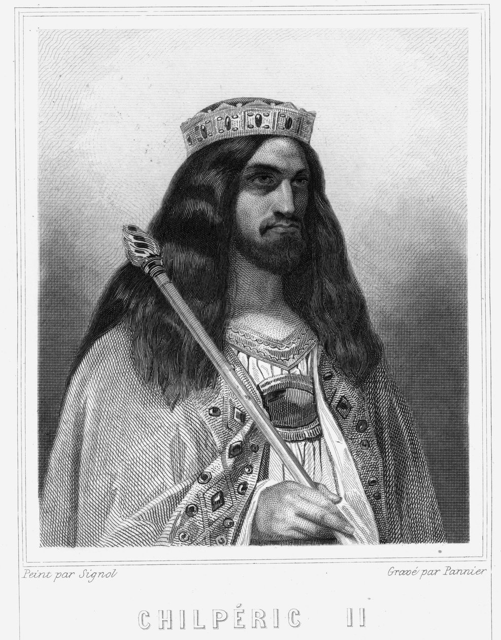 Portret van Childeric III (v. 670 - 721), Koning van Neustrië - in 