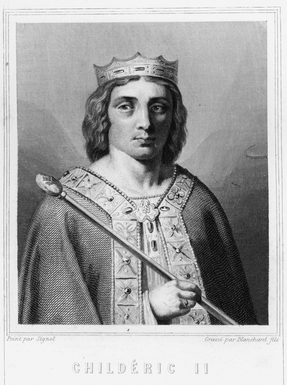 Portret van Childerik II (ca. 653 - 675), koning van Austrasië - in 