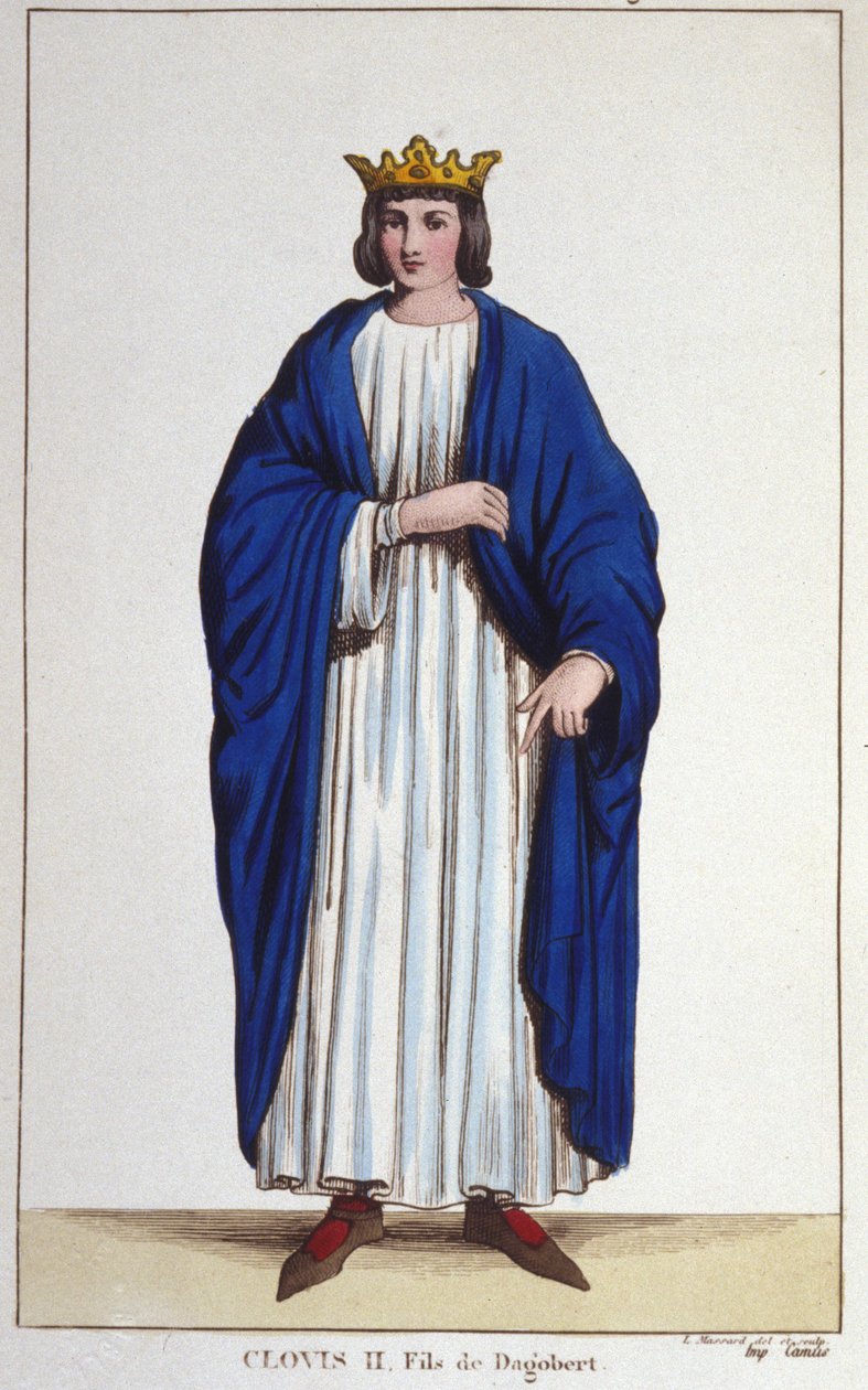 Portret van Clovis II (? - 657), koning van Neustrië, Bourgondië en Austrasië door Unknown artist